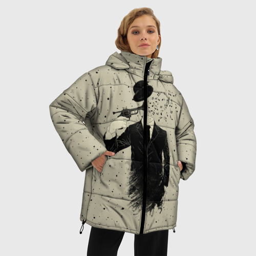 Женская зимняя куртка Oversize Музыкальный самоубийца, цвет красный - фото 3