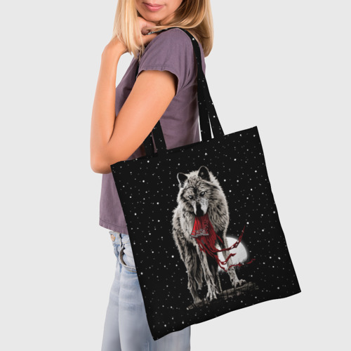 Шоппер 3D с принтом Серый волк, фото на моделе #1