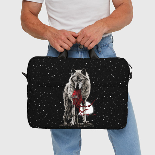 Сумка для ноутбука 3D Серый волк, цвет 3D печать - фото 5