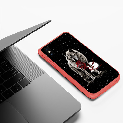 Чехол для iPhone XS Max матовый Серый волк, цвет красный - фото 5