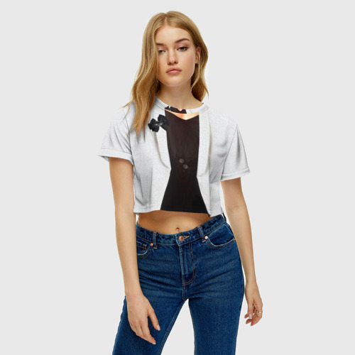 Женская футболка Crop-top 3D Пиджак, цвет 3D печать - фото 4