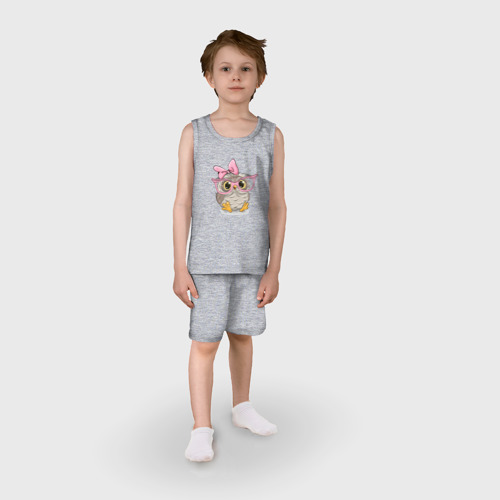 Детская пижама с шортами хлопок Совушка, цвет меланж - фото 3