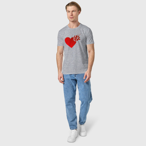 Мужская футболка хлопок Сердце и бабочки , цвет меланж - фото 5