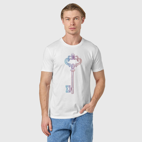 Мужская футболка хлопок Ключик, цвет белый - фото 3