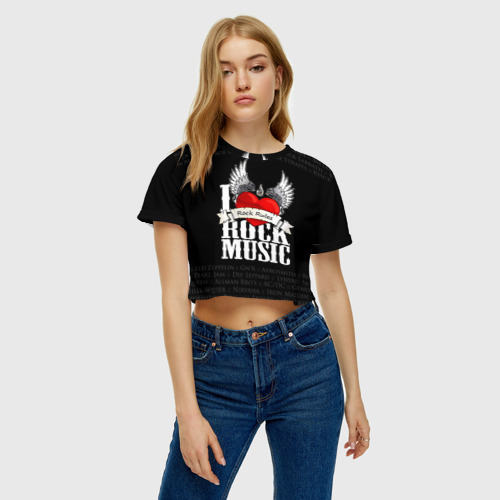 Женская футболка Crop-top 3D Rock Rules, цвет 3D печать - фото 4