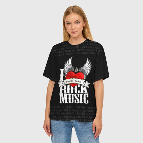 Женская футболка oversize 3D Rock Rules, цвет 3D печать - фото 3