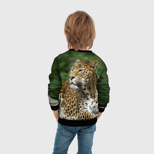 Детский свитшот 3D с принтом Леопард, вид сзади #2