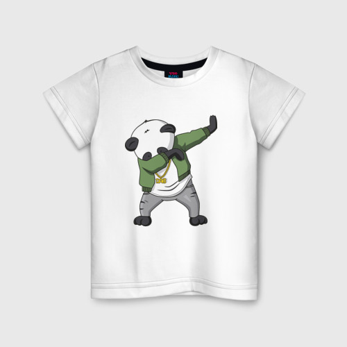 Детская футболка хлопок Panda dab, цвет белый