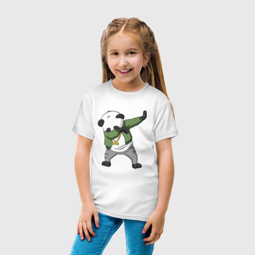 Детская футболка хлопок Panda dab, цвет белый - фото 5