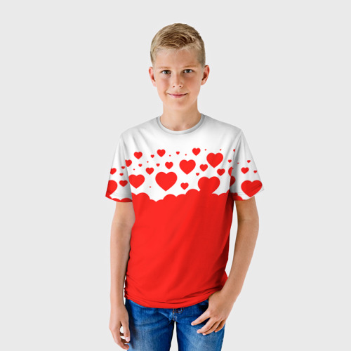 Детская футболка 3D Сердечки, цвет 3D печать - фото 3