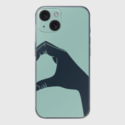 Чехол для iPhone 15 силиконовый с защитой камеры Половинка сердца