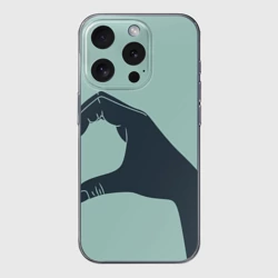 Чехол для iPhone 15 Pro силиконовый с защитой камеры Половинка сердца