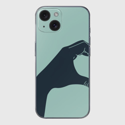 Чехол для iPhone 15 силиконовый с защитой камеры Половинка сердца