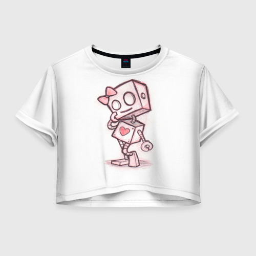 Женская футболка Crop-top 3D Робот-девочка