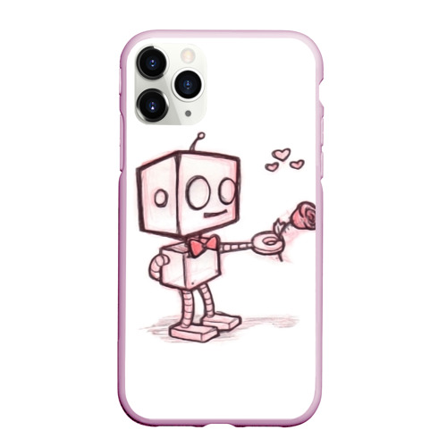 Чехол для iPhone 11 Pro Max матовый Робот-мальчик, цвет розовый