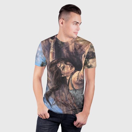 Мужская футболка 3D Slim с принтом Лара Крофт, фото на моделе #1