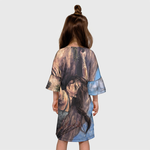 Детское платье 3D с принтом Лара Крофт, вид сзади #2