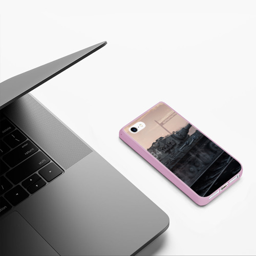 Чехол для iPhone 5/5S матовый Танки, цвет розовый - фото 5