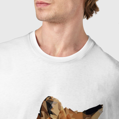 Мужская футболка хлопок Низкополигональный лис, цвет белый - фото 6