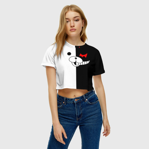 Женская футболка Crop-top 3D Monokuma, цвет 3D печать - фото 3