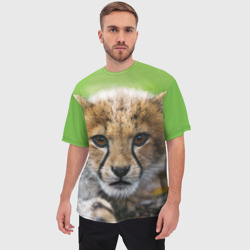 Мужская футболка oversize 3D Котёнок гепарда - фото 2