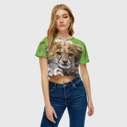 Женская футболка Crop-top 3D Котёнок гепарда - фото 2