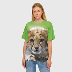 Женская футболка oversize 3D Котёнок гепарда - фото 2