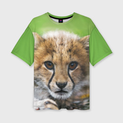 Женская футболка oversize 3D Котёнок гепарда