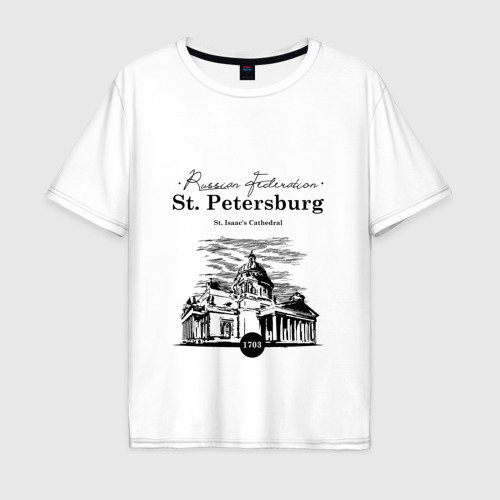 Мужская футболка хлопок Oversize Санкт-Петербург, цвет белый