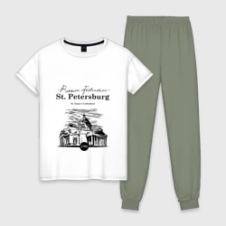 Женская пижама с белой футболкой хлопок Санкт-Петербург