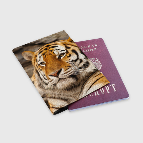 Обложка для паспорта матовая кожа Тигр, цвет черный - фото 3