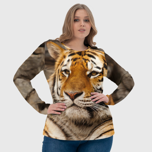 Женский лонгслив 3D Тигр, цвет 3D печать - фото 6