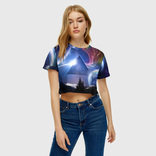 Женская футболка Crop-top 3D Space, цвет 3D печать - фото 4