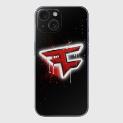 Чехол для iPhone 15 силиконовый с защитой камеры Cs:go - FaZe clan Black collection