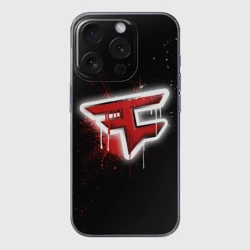 Чехол для iPhone 15 Pro силиконовый с защитой камеры Cs:go - FaZe clan Black collection