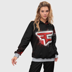 Женский костюм с толстовкой 3D Cs:go - FaZe clan Black collection - фото 2