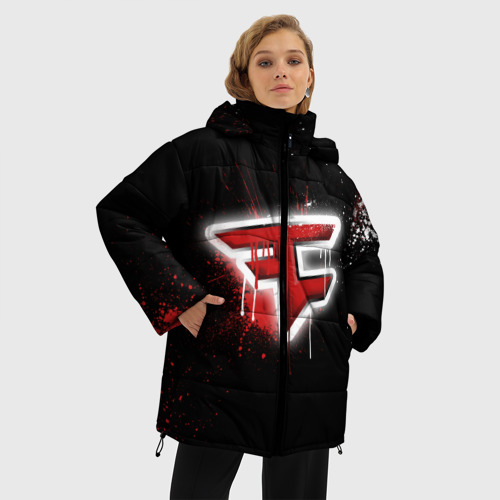 Женская зимняя куртка Oversize Cs:go - FaZe clan Black collection, цвет черный - фото 3