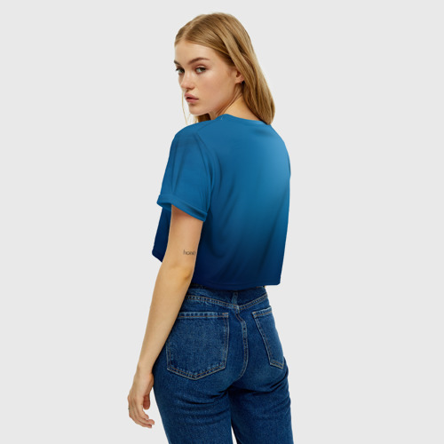 Женская футболка Crop-top 3D Blue, цвет 3D печать - фото 5
