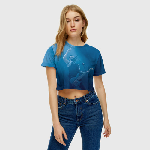 Женская футболка Crop-top 3D Blue, цвет 3D печать - фото 4