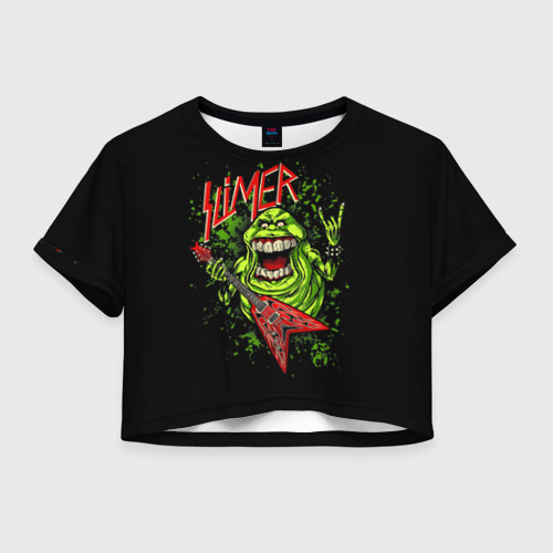 Женская футболка Crop-top 3D Slimer, цвет 3D печать