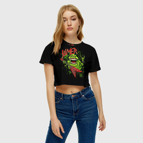 Женская футболка Crop-top 3D Slimer, цвет 3D печать - фото 3