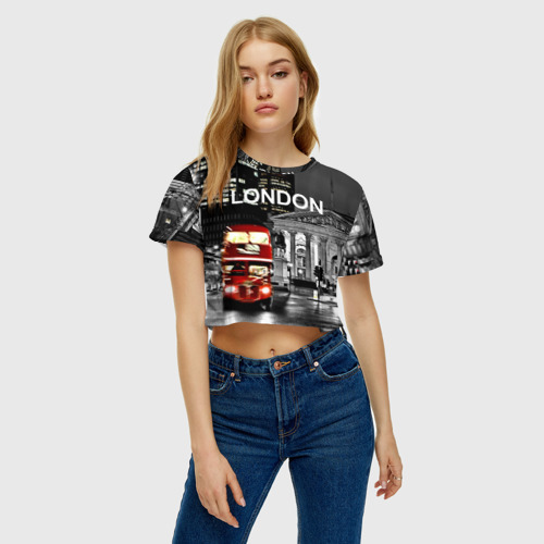 Женская футболка Crop-top 3D Улицы Лондона, цвет 3D печать - фото 3