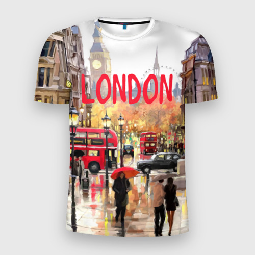 Мужская футболка 3D Slim Улицы Лондона, цвет 3D печать