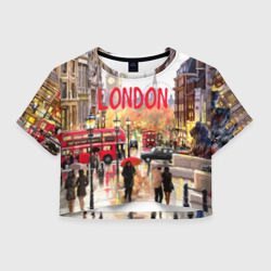 Женская футболка Crop-top 3D Улицы Лондона