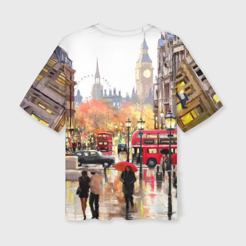 Женская футболка oversize 3D Улицы Лондона, цвет 3D печать - фото 2
