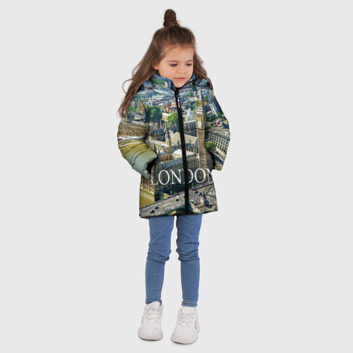 Зимняя куртка для девочек 3D Улицы Лондона, цвет светло-серый - фото 5