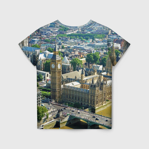 Детская футболка 3D с принтом Улицы Лондона, вид сзади #1