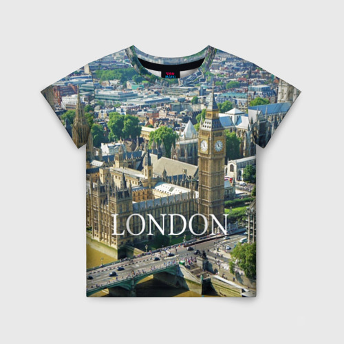 Детская футболка 3D с принтом Улицы Лондона, вид спереди #2