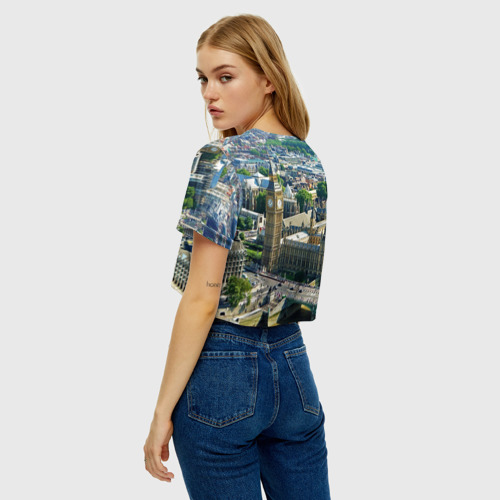 Женская футболка Crop-top 3D Улицы Лондона, цвет 3D печать - фото 5