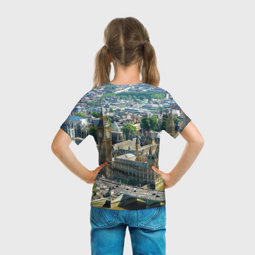 Детская футболка 3D с принтом Улицы Лондона, вид сзади #2